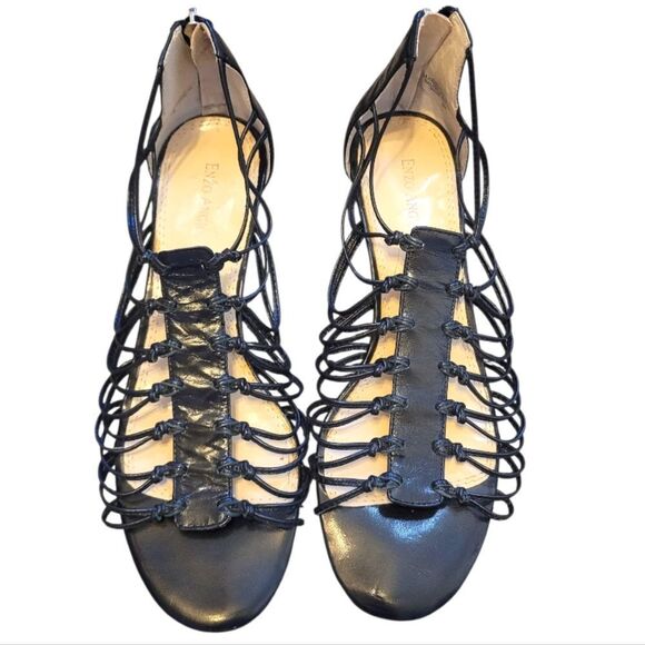 Enzo Angiolini Women's Black Strappy Y2K Kitten Heels Size 8M - Picture 1 of 7